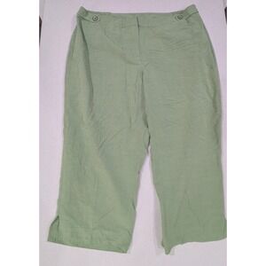 Emma James Cropped Pants Women 18W Green Excellent Rayon Linen Blend Capris